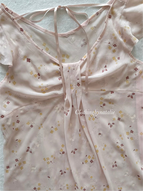 Sheer Floral Pink Chiffon Blouse Size S