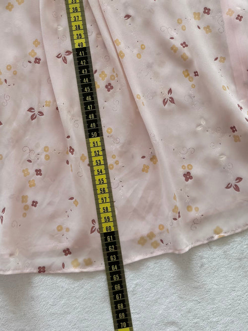 Sheer Floral Pink Chiffon Blouse Size S