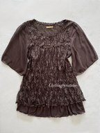 Whimsical Brown Lace Babydoll Size S