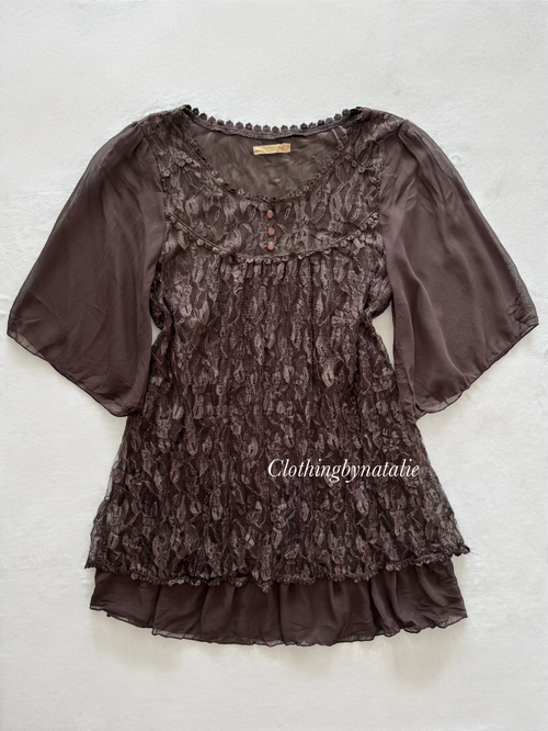 Whimsical Brown Lace Babydoll Size S