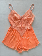 Orange Sheer Lace Teddy size S/M