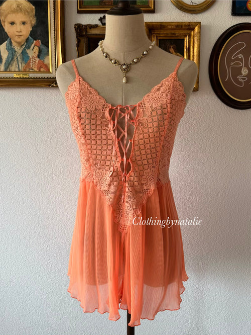 Orange Sheer Lace Teddy size S/M