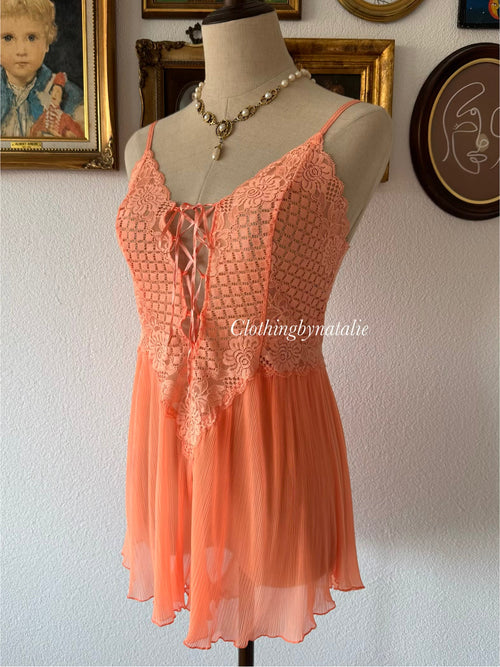 Orange Sheer Lace Teddy size S/M