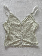 Y2K Green Lace Nylon Cami Size S