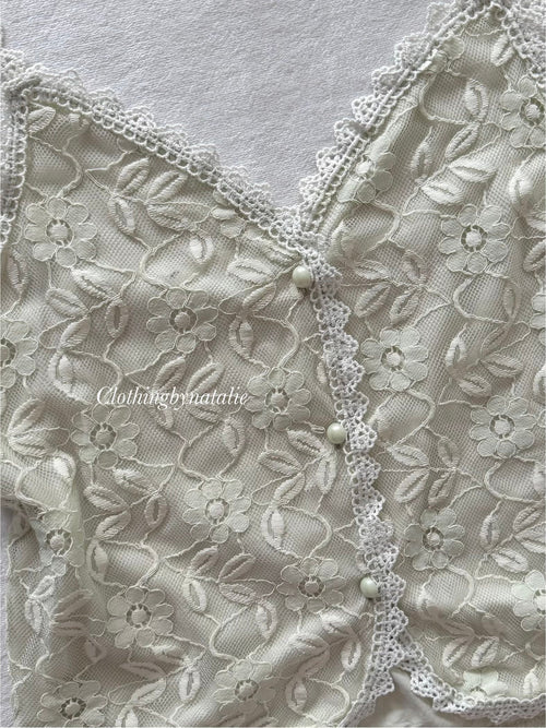 Y2K Green Lace Nylon Cami Size S