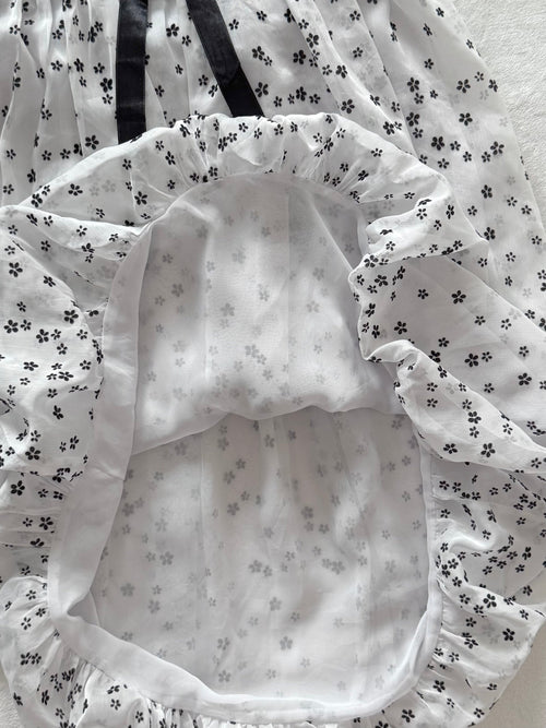 Black White Poka Dot Chiffon Babydoll size S