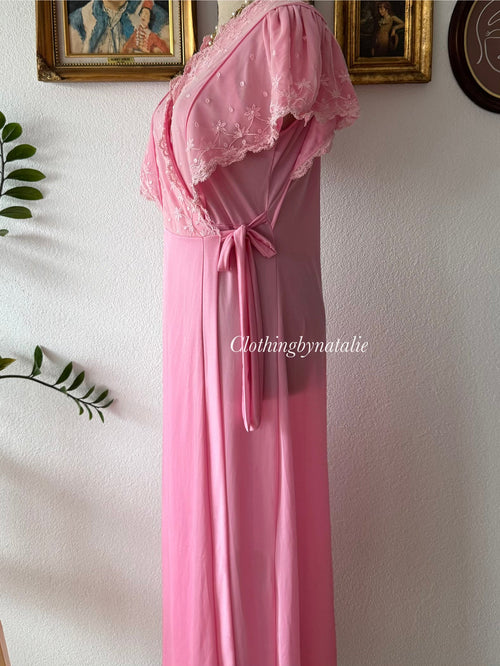 Romantic Pink Nylon Nightgown size S/M