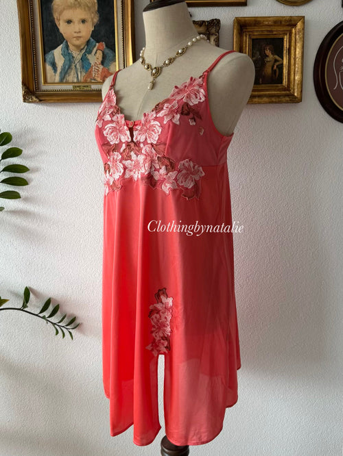 Embroidery Orange Nylon Babydoll size M