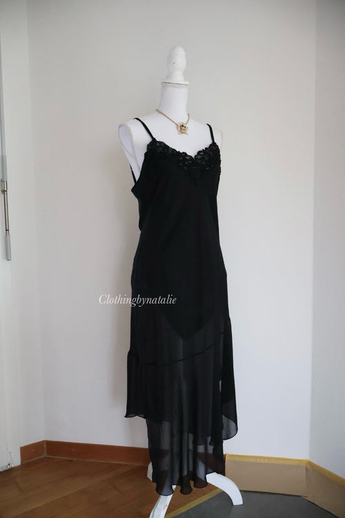 California Dynasty Beaded Black Gown (M)