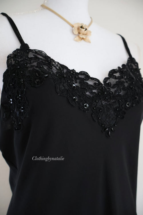 California Dynasty Beaded Black Gown (M)