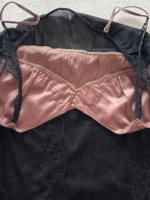 Black Purple Lace Slip Size S