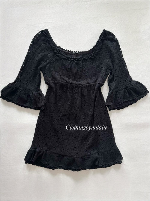 Black Knit Lace Babydoll Size M