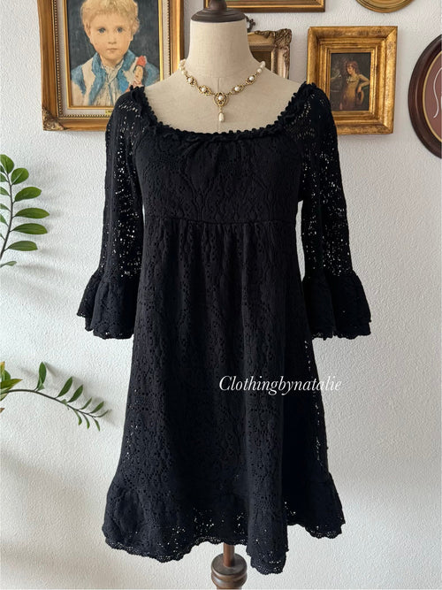 Black Knit Lace Babydoll Size M