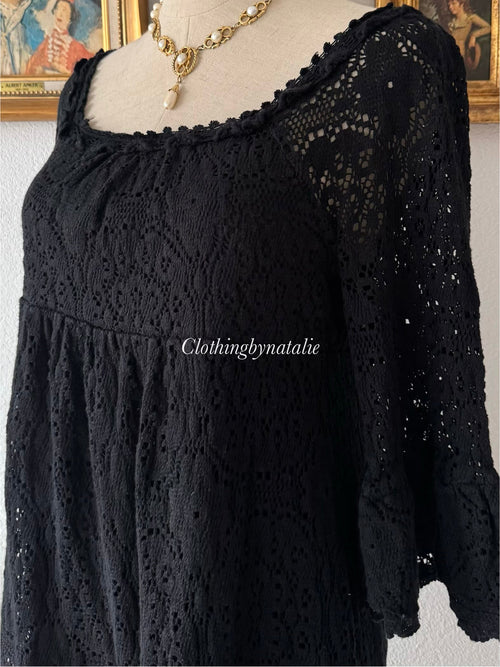 Black Knit Lace Babydoll Size M