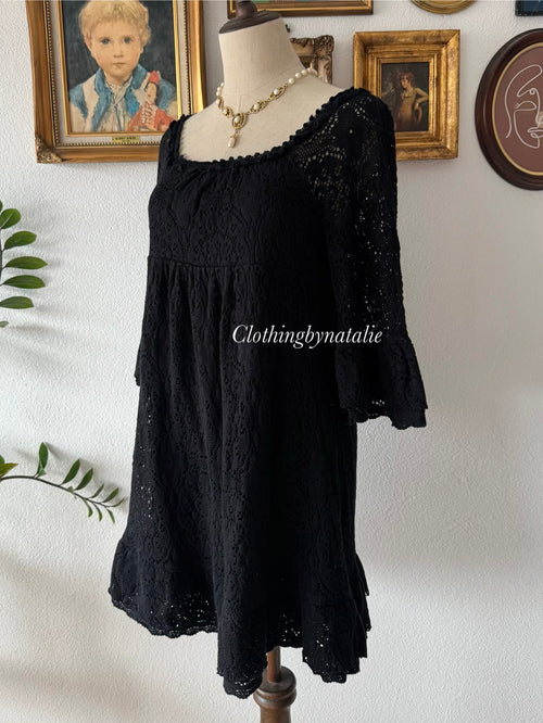 Black Knit Lace Babydoll Size M