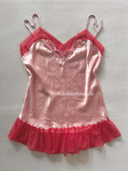 Vintage Pink Satin Babydoll Size M/small L