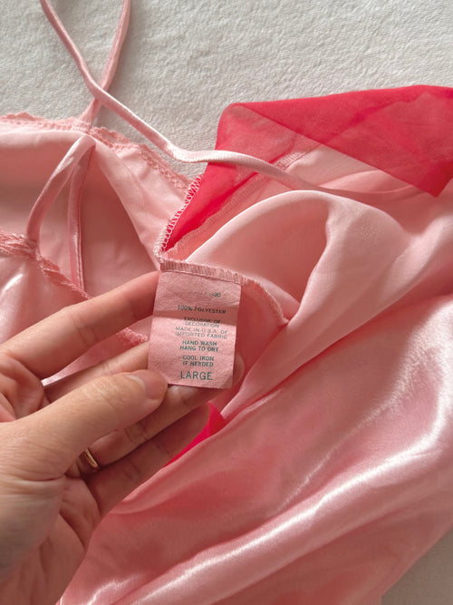 Vintage Pink Satin Babydoll Size M/small L