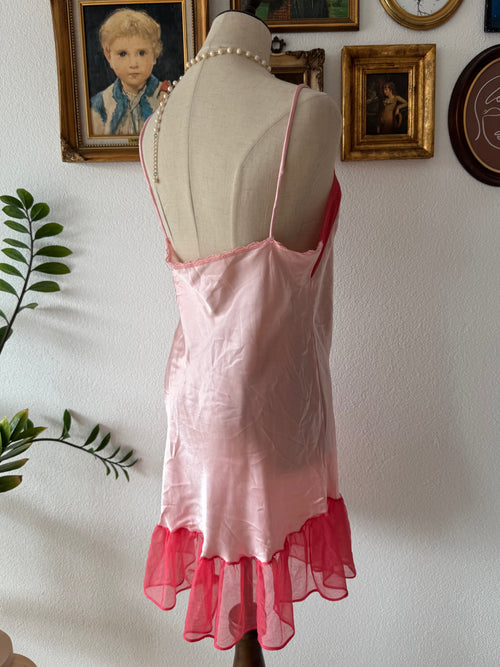 Vintage Pink Satin Babydoll Size M/small L