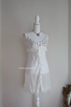Ruffle Ivory Chiffon Slip Dress (XS/S)