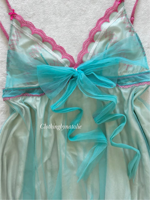 Soft Blue Nylon Babydoll Size S