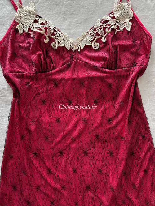 Hot Pink Nylon Lace Slip Size S