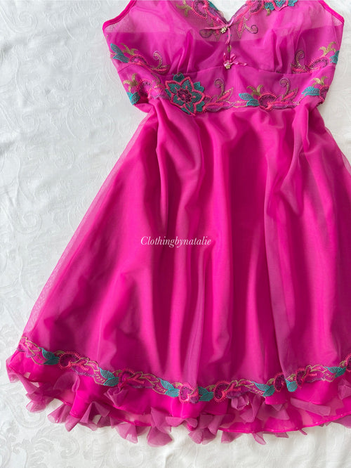 Orfla Pink Mesh Babydoll (S/M)