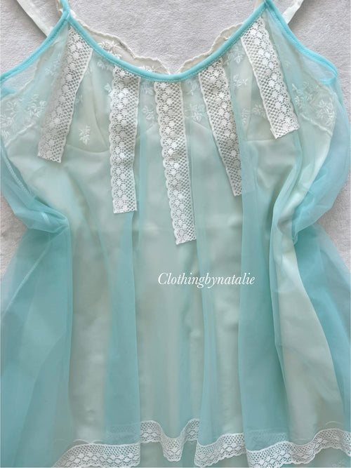 Soft Blue Nylon Babydoll Size S