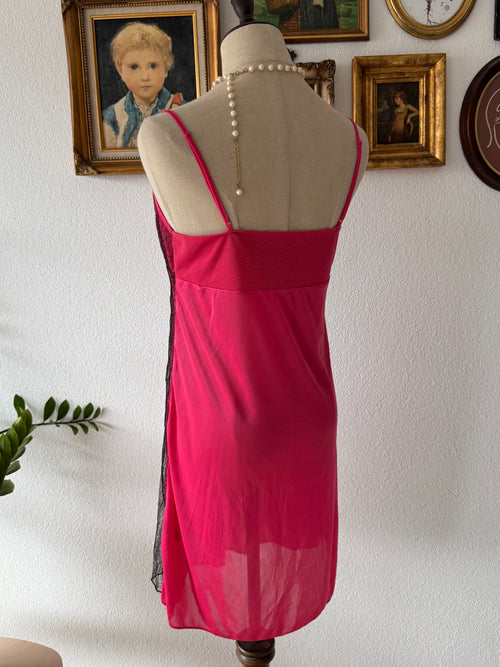 Hot Pink Nylon Lace Slip Size S