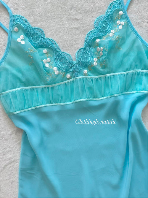 Blue Chiffon Slip Dress Size S