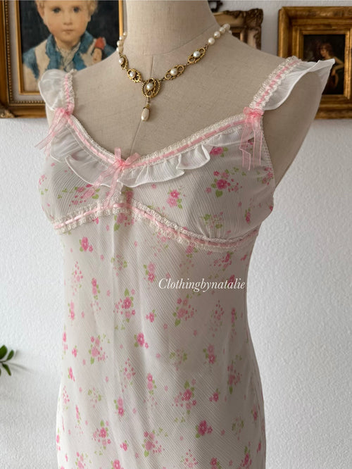 Mini Floral White Chiffon Slip Size S
