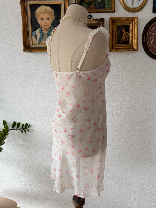 Mini Floral White Chiffon Slip Size S