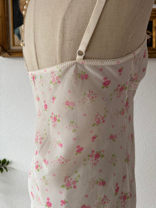 Mini Floral White Chiffon Slip Size S