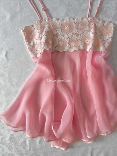 Coquette Pink Chiffon Babydoll (S/M)