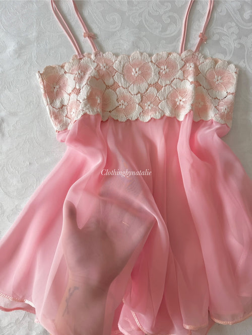 Coquette Pink Chiffon Babydoll (S/M)