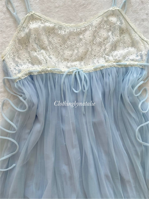 Fairy Blue Nylon Lace Babydoll Size M