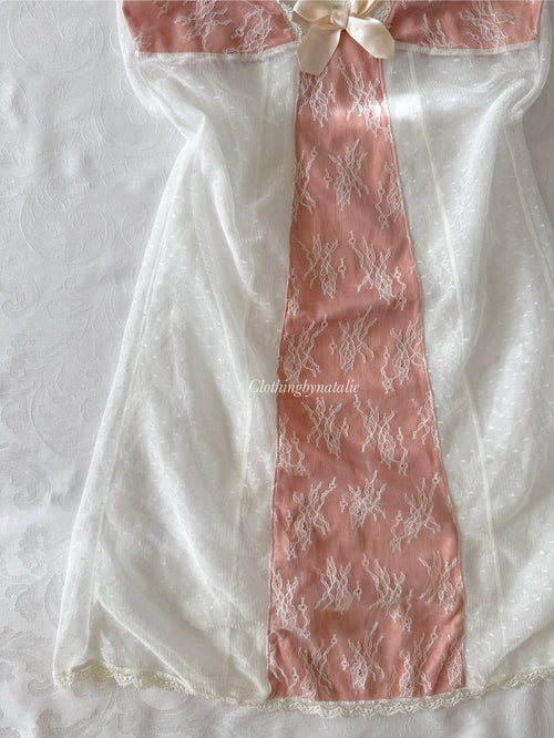 Orange Satin Lace Slip Dress (S)