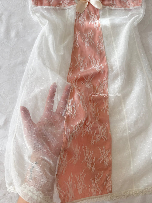Orange Satin Lace Slip Dress (S)