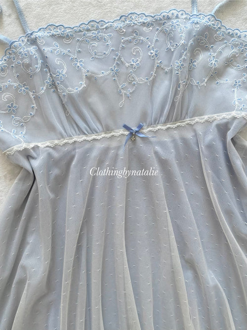Ice Blue Sheer Mesh Babydoll Size M