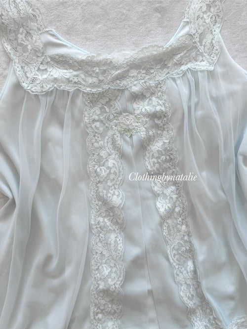 Shadowline Blue Nylon Mini Babydoll Size S/M