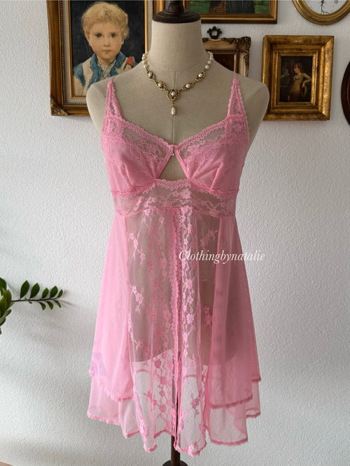 Soft Pink Mesh Babydoll Size S/M
