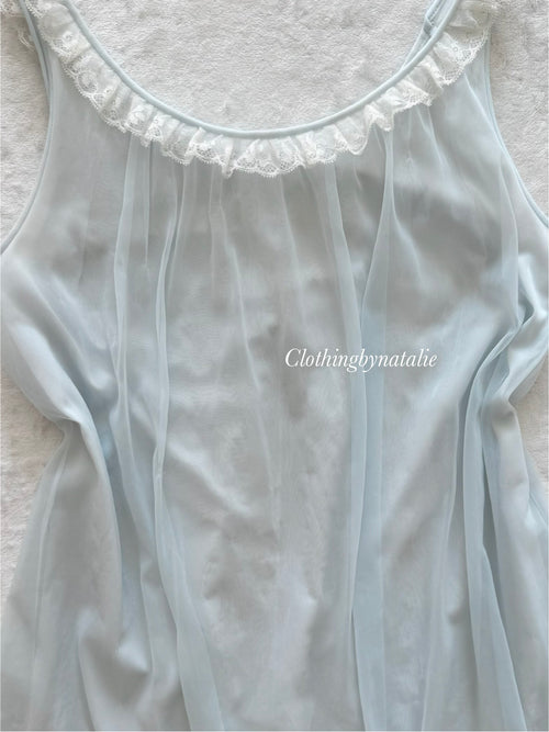 Lorraine Blue Nylon Nightgown Size S/small M