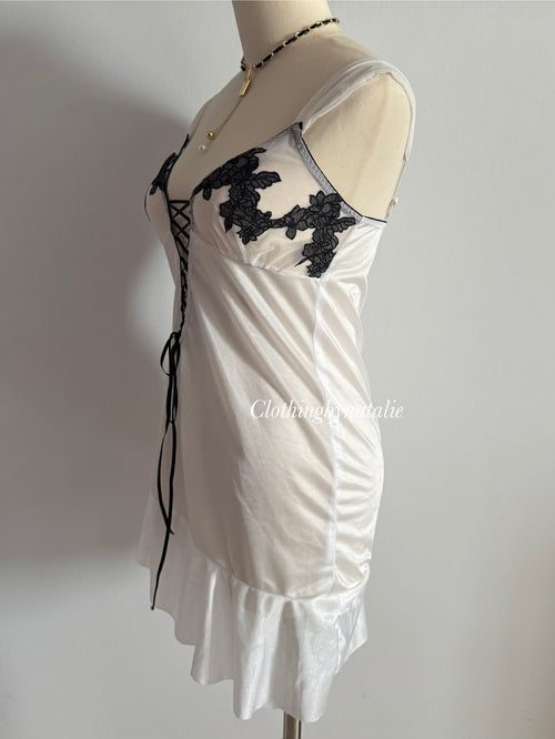 White Nylon Nightgown size S