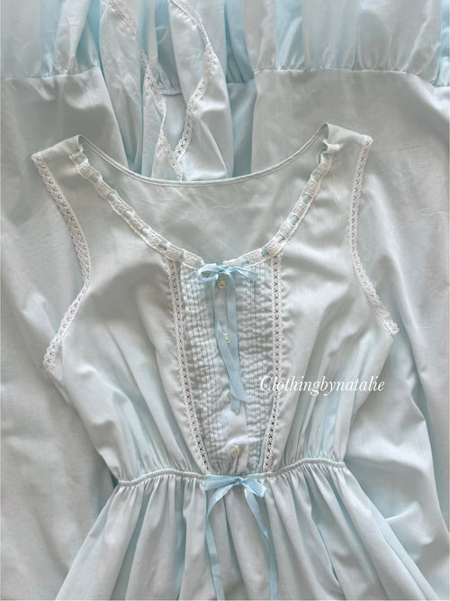 JC Penny Blue Cotton Maxi Nightgown Size M