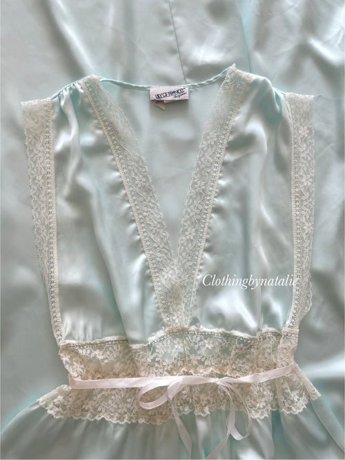 Lily of France Maxi Blue Satin Gown Size M/small L