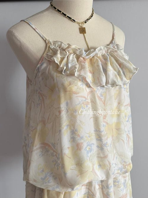 Yellow Chiffon Lounge Set size S