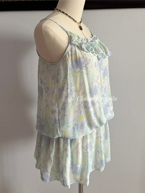 Blue Floral Chiffon Lounge Set size S