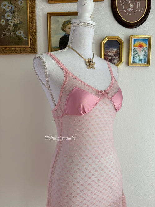 Body Pops Pink Lace Slip Dress (XS)