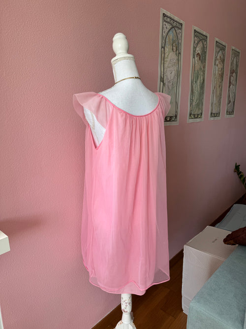 Vintage Pink Chiffon Babydoll (S/M)