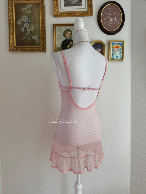 Body Pops Pink Lace Slip Dress (XS)