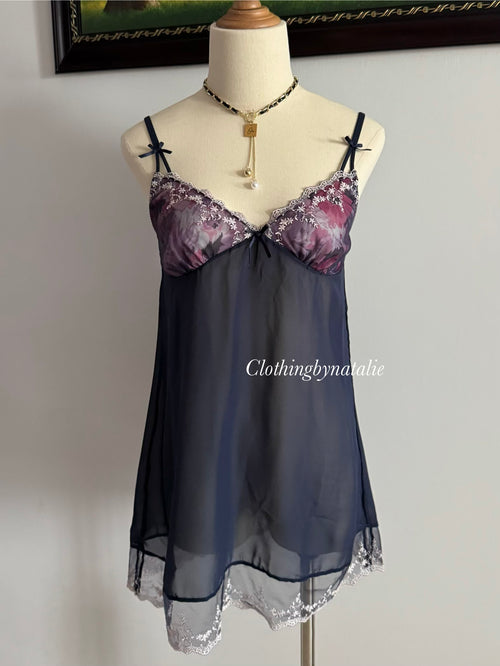 Navy Chiffon Lounge Set size S